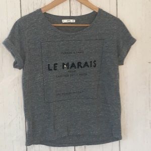 Mango Paris distressed sequin round neck T-shirt